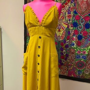 Yellow Summer dress with front pockets